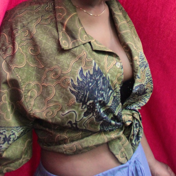 BRODY XL NAVY GREEN SHIRT (dragon design) - Picture 5 of 5